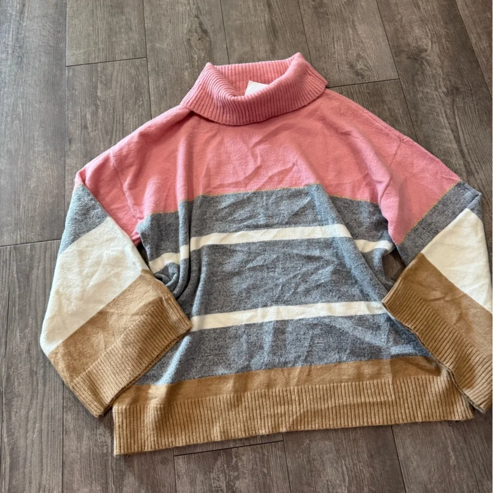 H by Halston Multicolor Turtleneck Sweater